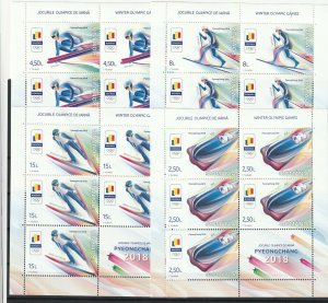 2018 ROMANIA STAMPS KOREA WINTER OLYMPICS SPORT MNH SHEETS