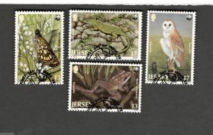 1989 Jersey SCOTT #507-10  WWF Θ used stamps FROG OWL LIZARD BUTTERFLY