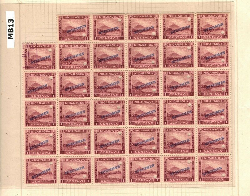 NICARAGUA *SPECIMEN* 1c Mountain 1900 Series BLOCK {35} UM MNH {samwells}MB13