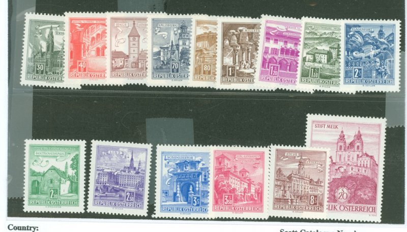 Austria #688-702  Single (Complete Set) (Buildings)