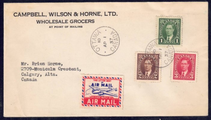 Canada #231-233 on Commercial Airmail Cover VF++