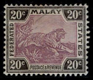 MALAYSIA - Federated Malay QV SG21, 20c mauve & black, FINE USED. Cat £20.