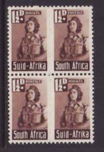 South Africa-Sc#92- id9-unused og NH 1&1/2p block of 2 pairs-Airmen-1942-3-