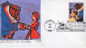Set of 4 Sabrina Curtis Reductive Cut FDCs for the 2006 Disney Romance Issue
