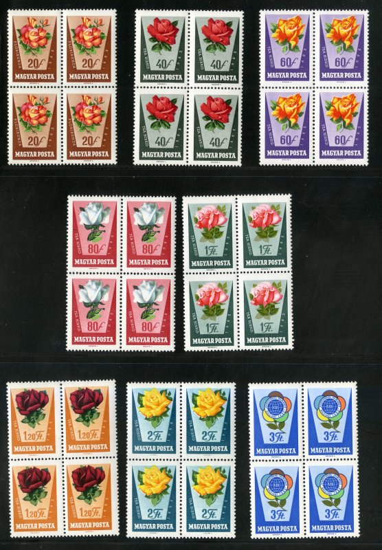 HUNGARY 1465-72 MNH BLOCKS -4 SCV $28.00 BIN 14.00  FLOWERS