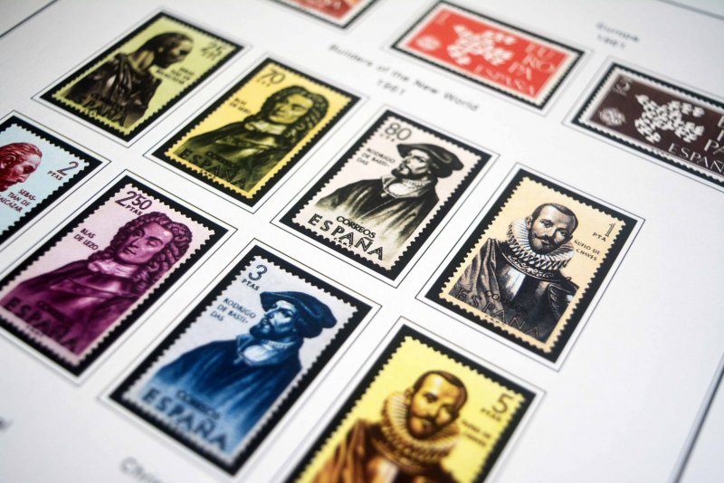 COLOR PRINTED SPAIN 1944-1975 STAMP ALBUM PAGES (100 illustrated pages)