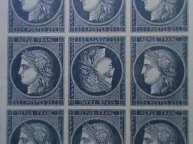 ​FRANCE-1850  SC# 6c BLUE CERES- RARE IMPERF BLOCK OF 9WITH TETE BECHE PAIR VF