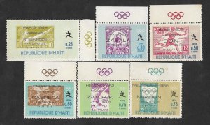 SE)1956 REPUBLIC OF HAITI  OLYMPIC GAMES STAMP SERIES, WITH OVERLOAD, 6 MINT