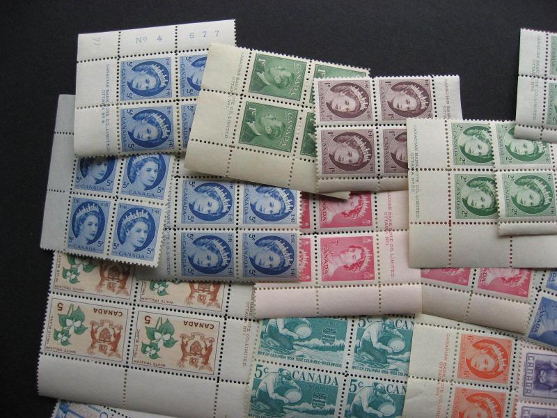 Canada 34 light disturbed gum plate block mixture (duplicates, mixed condition)