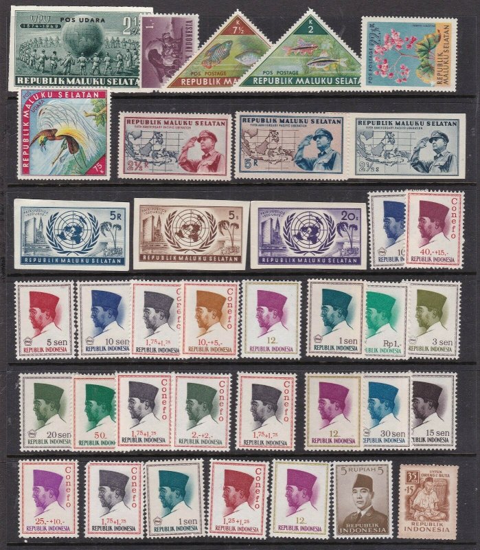 INDONESIA + MALUKU ^^^^^^1950's   MNH  collection     $$@dca1510indo10