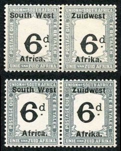 South West Africa 6d Post Due Pair Large value shift m/m