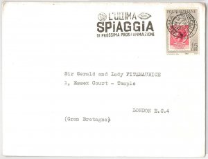 42796 -ITALY-POSTAL HISTORY-COVER with MECHANICAL postmark-CINEMA: On the Beach-