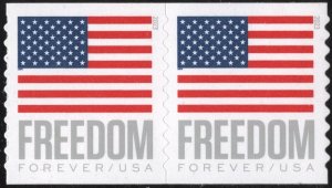 SC#5788 (Forever) Freedom U.S. Flag Coil Pair: APU (2023) SA