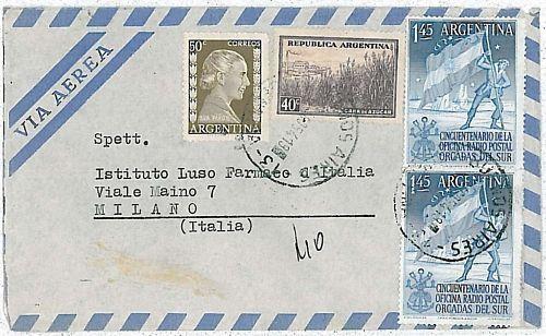 FLAG - ARGENTINA - POSTAL HISTORY: COVER to ITALY 1954