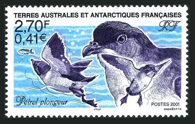 FSAT 280,MNH.Michel 440. Birds 2001:Petrel Plongeur.