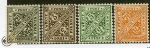 German States- Wurttemburg, Scott #o120-23, Unused, Hinged