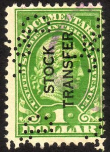 1918, US $1, Stock Transfer, Used, Sc RD12