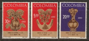 Colombia 1967 Sc C495-7 air post set MH*