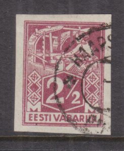 ESTONIA, 1922 Blacksmith, imperf. 2 1/2m. Claret, used. 