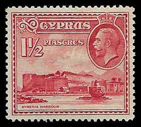 Cyprus #129 Unused NG LH; 1 1/2pi Kyrenia Castle & Harbor (1934)