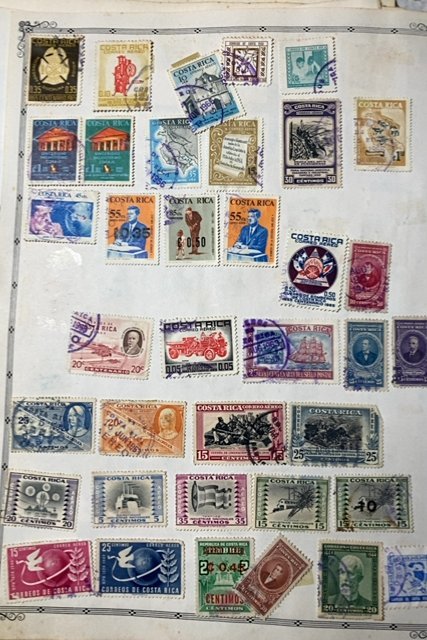 OLD CUBA & COSTA RICA STAMPS HINGED ON ALBUM PAGES + SOME OTHER COUNTRIES