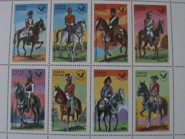 ​STAFFA-SCOTLAND-MILITARY ON HORSE SOLDIERS MNH-SHEET- -EST$12-50% OFF-PROMOTING
