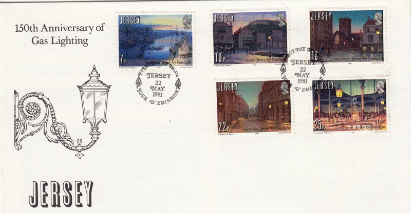 Jersey 1981 Gas Lighting set 5 on FDC