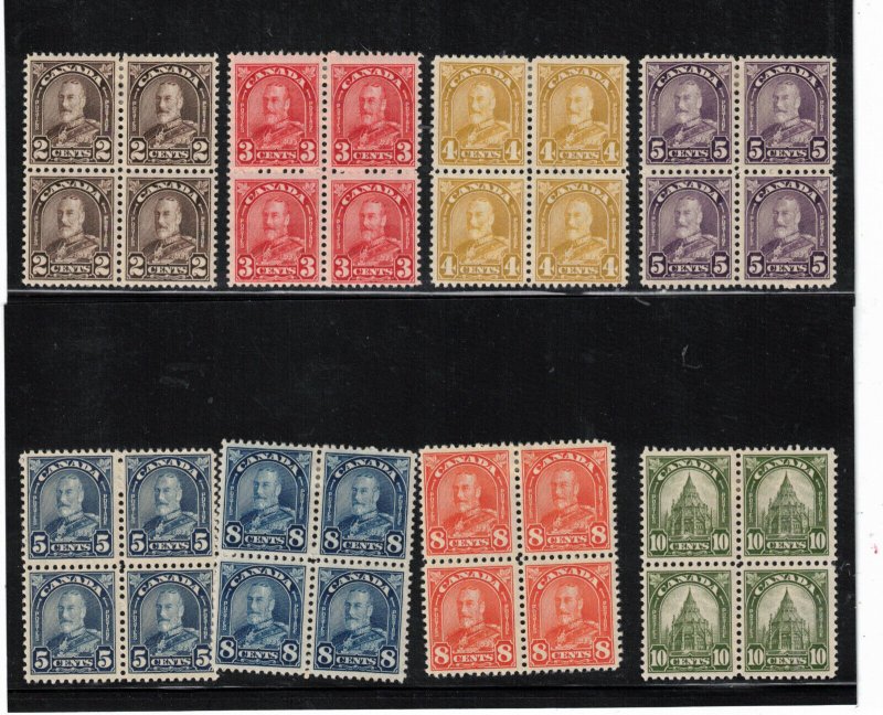 Canada #162 - #177 Mint Fine - Very Fine Set In Blocks