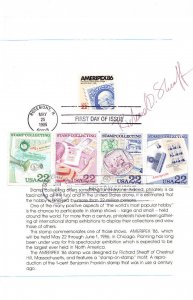 Signed USPS 1st Day Ceremony Program #2145 AMERIPEX '86 #2198-01 Combo 1985