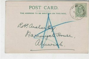 England 1908 Rev. Dawe Amble Vicarage Re Schools Stamp Card to Alnwick Ref 34851