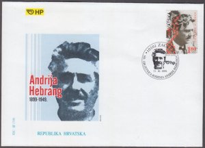 CROATIA Sc # 411 FDC -  150th ANN DEATH of ANDRIJA HEBRANG, POLITICIAN