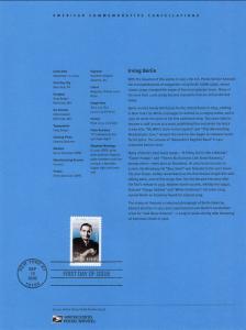 US SP1458 Irving Berlin 3669 Souvenir Page FDC