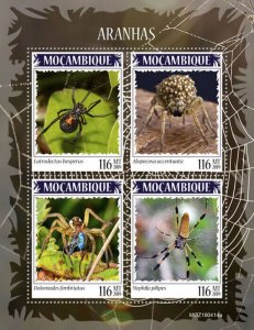 Mozambique 2019 MNH Spiders Stamps Arachnids Western Black Widow 4v M/S