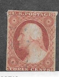 US # 10  3c Washington, deep orange brown  (U)  CV $215.00