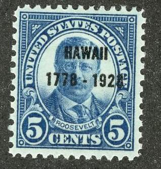 SC# 648 5c T.Roosevelt Hawaii pre cancel MOGPH VF