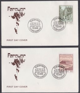 FAROE ISLANDS - 1978 150 YEARS NATIONAL LIBRARY / ARCHITECTURE - SET OF 2 FDC
