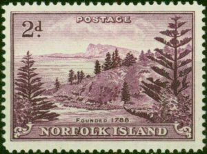 Norfolk Island 1956 2d Reddish Violet SG4a 'White Paper' Fine LMM