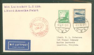 Germany C46/C57 1936 cover carried May 6 Hindenburg (LZ129) first flight to North America from Friedrichshaven, Germany to Lakeh