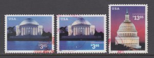 US Sc 3647-3648 used. 2002-2003 $3.85 Priority Mails, $13.65 Express Mail, F-VF