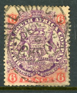 Southern Rhodesia 1896 British South Africa QV 6d SG #46 VFU A493