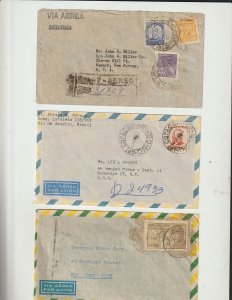 Brazil Collection of 3 Covers, Postal History 1930's -1960's