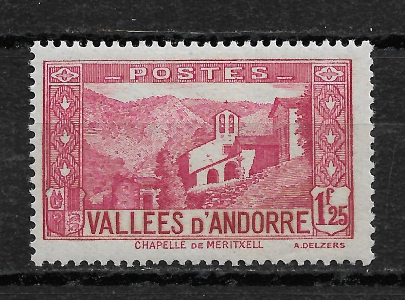 French Andorra 1933, Scott # 52, 1.25fr ,VF MLH*OG (FR-1)