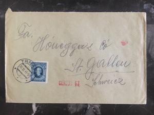 1941 Trnava Slovakia Local Censored Cover To Switzerland