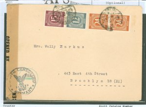 Germany/Berlin (9N)  Cover from Berlin/tempelhof to Brooklyn, NY USA1946 usage censor tape.