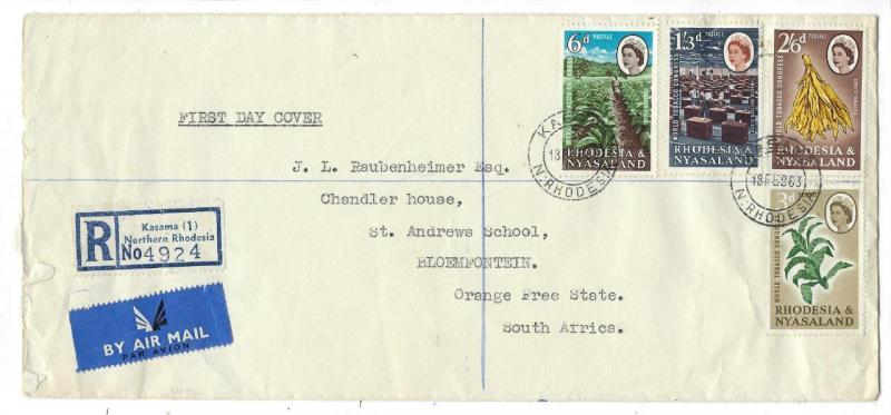 1963 British Rhodesia & Nyasaland First Day Registered Cover - (LL9)