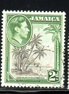 JAMAICA #119  1938  2P KING GEORGE VI 7 COCO PALMS     F-VF USED  b