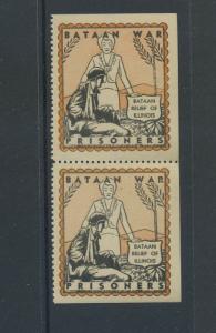 BATAAN WAR PRISONERS RELIEF MINT PAIR OF 2  POSTER STAMPS (L1055) PHILIPPINES