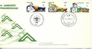 BRAZIL 1981 4TH PANAMERICAN JAMBOREE SCOUTS FIRST DAY COVER FIRST DAY CANCEL FDC