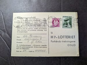 1946 Norway Postcard Cover Oslo Local Use H7 Lotteriet