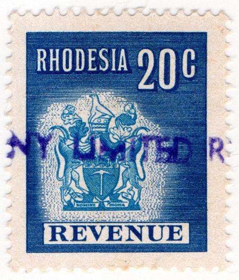 (I.B) Rhodesia Revenue : Duty Stamp 20c